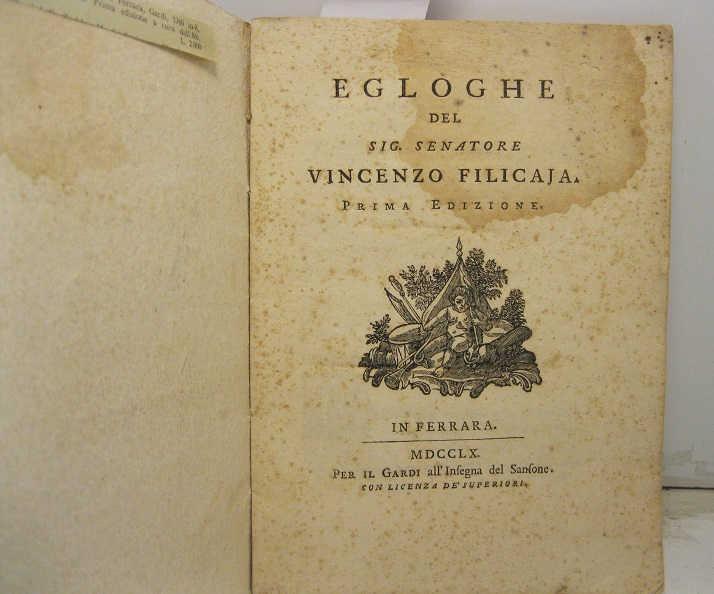 Egloghe del  Sig. Senatore Vincenzo Filicaja. Prima edizione